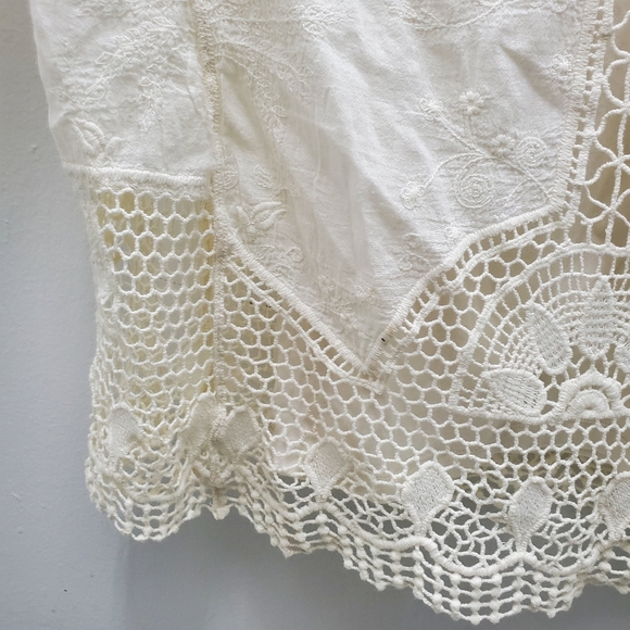 Democracy Crochet Lace Boho Top w/ Tank Top Cotton Size S - Picture 5 of 12